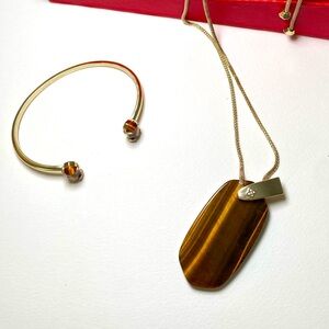 NWOT Kendra Scott Tigers eye adjustable necklace and cuff bracelet